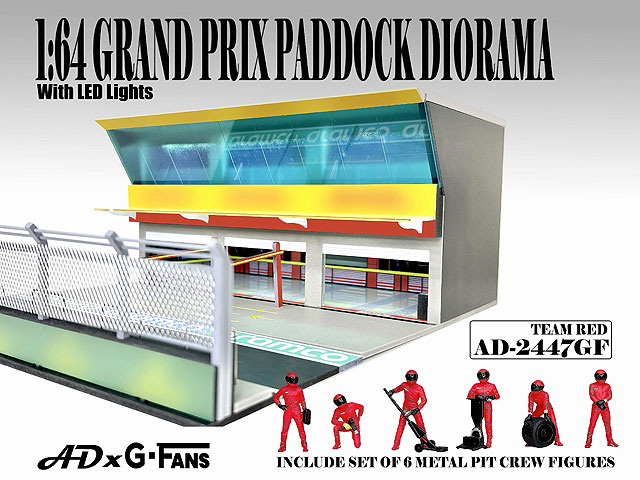 American Diorama 1/64 グランプリ パドック ジオラマ チームレッド【AD-2447】フィギュア  返品種別B