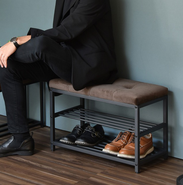 B.Bファニシング ONBN0082VEDBR ベロア ベンチシューズラック 幅60(ダークブラウン)[ONBN0082VEDBR] 返品種別A