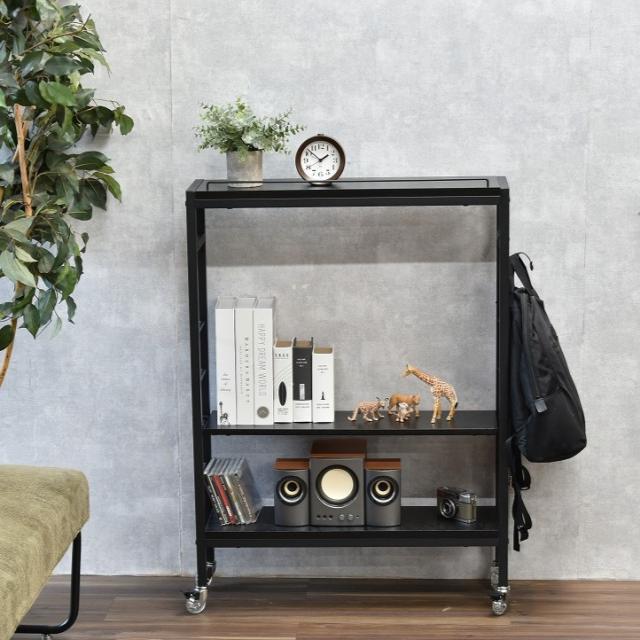 B.Bファニシング ONES0380MOBLK キャスター付 スリム収納ラック　棚KAKERU（ブラック）B.B FURNISHING[ONES0380MOBLK] 返品種別A
