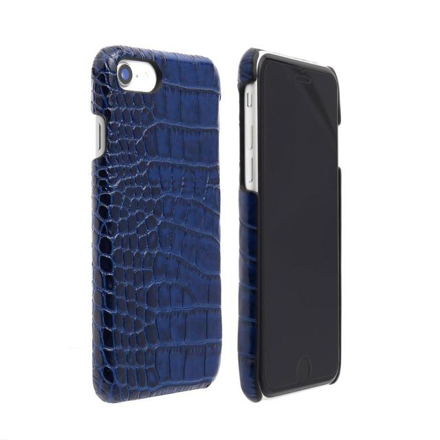 abbi ABS22720ISE3NV iPhone SE(第3/2世代)/8/7用 クロコダイルイタリアンレザーバックケース（ネイビー）[ABS22720ISE3NV] 返品種別A
