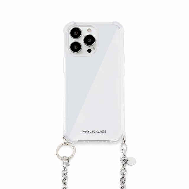 PHONECKLACE PN25602I15PM iPhone 15 Pro Max用 チェーンショルダーストラップ付きクリアケース（シルバー）[PN25602I15PM] 返品種別A 4,990円