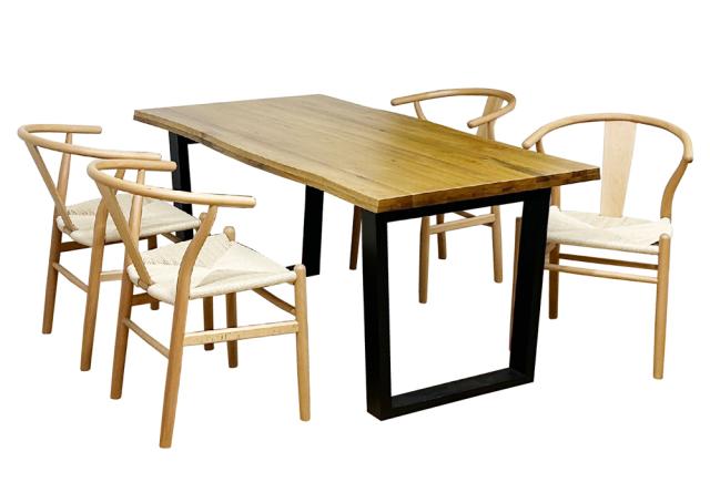 後藤家具物産・大川リビング木工社 幅160cmオークダイニング5点セット（チェアーナチュラル＆ホワイト） VT-01-160-5-NAWH返品種別B_1