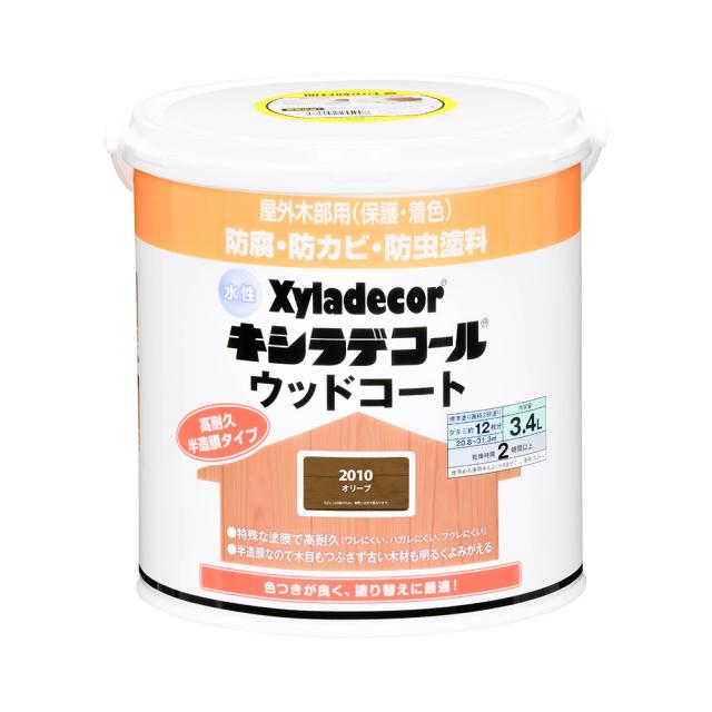 キシラデコール 水性キシラデコール ウッドコート 3.4L(オリーブ) Xyladecor屋外木部用 防腐・防カビ・防虫塗料 00097670310000返品種別B