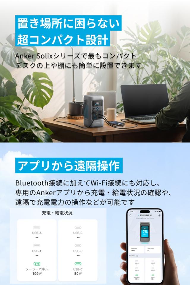 Anker A1727511(C200DC) ポータブル電源 192Wh USB-C出力搭載 