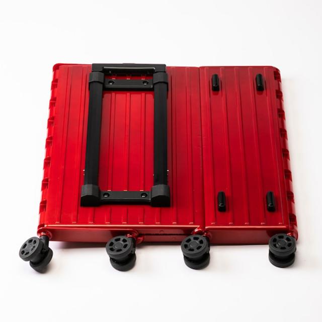 ＆.FLAT TRM-FL14400001-RE 折り畳めるキャリーケース メタリックカラー （レッド・約35L）[TRMFL14400001RE] 返品種別A ＆.FLAT TRM-FL14400001-RE 折り畳めるキャリーケース メタリック