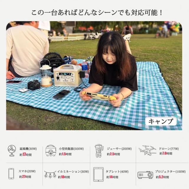 グッド・グッズ SPI-700AT ポータブル電源 537.6Wh 　ACコンセント2口　USB-C出力搭載GoodGoods[SPI700AT] 返品種別B