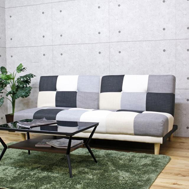 後藤家具物産・大川リビング木工社 パッチワークソファーベッド(モノトーン) SO-32-MONOTONE返品種別B
