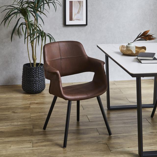 後藤家具物産・大川リビング木工社 OC-MX-DBR 肘付デザインチェアー