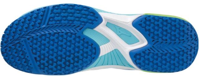 ミズノ テニスシューズ　ウェーブエクシード TOUR5 OC（ホワイト×ブルー×ライム・サイズ：23.5cm） 61GB227227235返品種別A