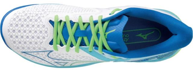 ミズノ テニスシューズ　ウェーブエクシード TOUR5 OC（ホワイト×ブルー×ライム・サイズ：23.5cm） 61GB227227235返品種別A