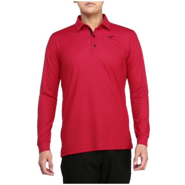 ミズノ E2MAAA3063XL メンズ ベーシック長袖共衿シャツ（レッド・サイズ：XL）MIZUNO[E2MAAA3063XL] 返品種別A