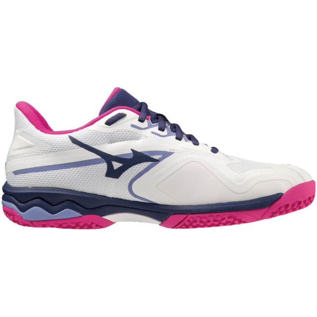ミズノ テニスシューズ ウエーブエクシードライト2 OC（ホワイト×ネイビー×ピンク・サイズ：22.5cm） 61GB231713225返品種別A