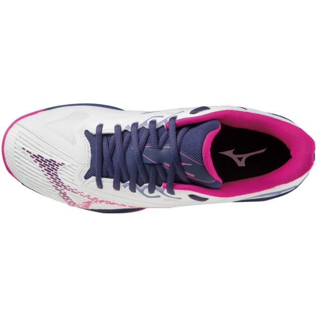 ミズノ テニスシューズ ウエーブエクシードライト2 OC（ホワイト×ネイビー×ピンク・サイズ：22.5cm） 61GB231713225返品種別A