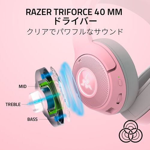 Razer RZ04-04860100-R3M1 【国内正規品】Bluetooth 5.2接続 RGB対応 ワイヤレスネコミミヘッドセット Kraken Kitty V2 BT (Quartz Pink)[RZ0404860100R3M1] 返品種別A_10