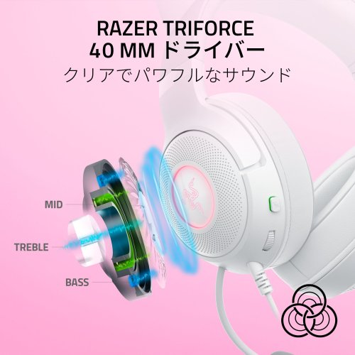 Razer 【国内正規品】有線 RGB対応 ネコミミ ゲーミングヘッドセットKraken Kitty V2 (White) RZ04-04730600-R3M1返品種別A_10