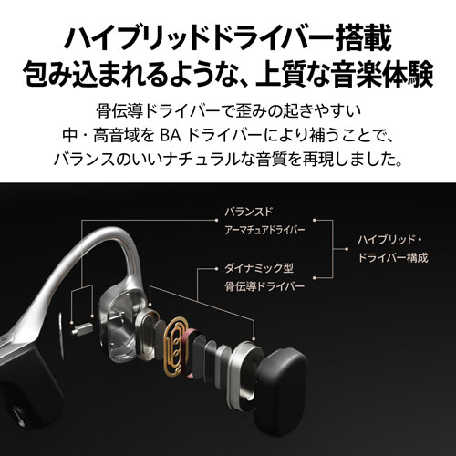 AVIOT WB-E1-BK 骨伝導ワイヤレスヘッドホン(メタリックブラック)Openpiece Playful[WBE1BK] 返品種別A_7