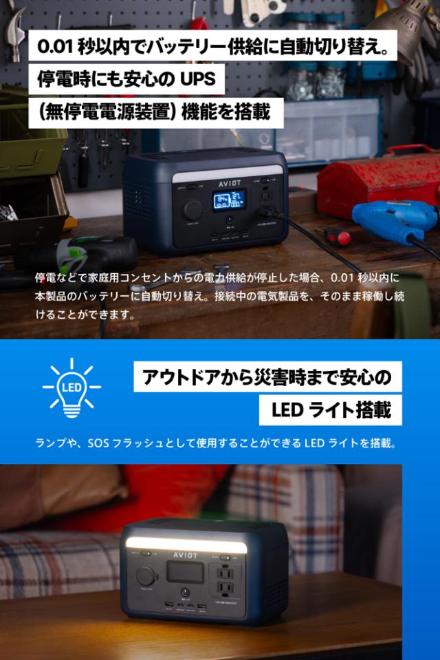 AVIOT PS-F300-NV ポータブル電源 204Wh AC出力コンセント2口 USB-C出力搭載 ネイビーAVIOT POWER PIECE PS-F300[PSF300NV] 返品種別B_11