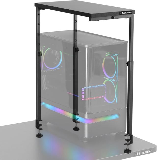 バウヒュッテ PC上ラック（ブラック） Bauhutte　デスクを広く使える3本脚の拡張ラック　天板サイズ：25×50cm BHP-50R-BK返品種別A