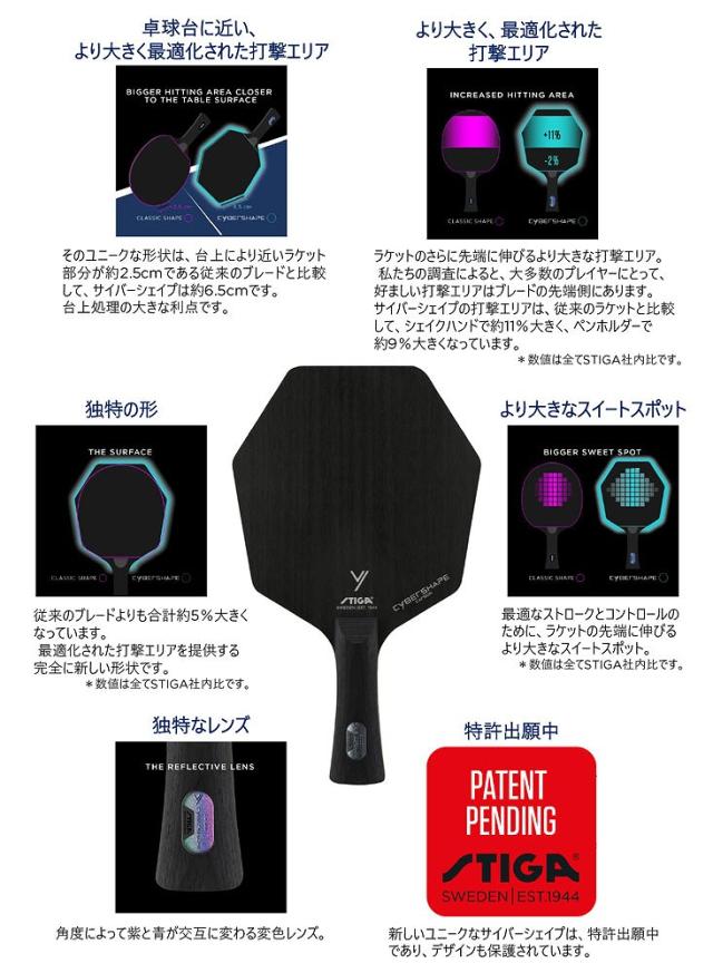 STIGA（スティガ） 卓球 シェークラケットCYBERSHAPE CARBON(サイバーシェイプ カーボン) ストレート STIGA 1602-0201-37返品種別A_5