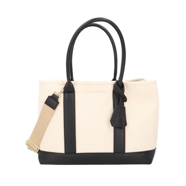 cache cache(カシュカシュ) cache cache カシュカシュ ショルダー付きキャンバストート大（ブラック）  BF022816-1A-2B返品種別A