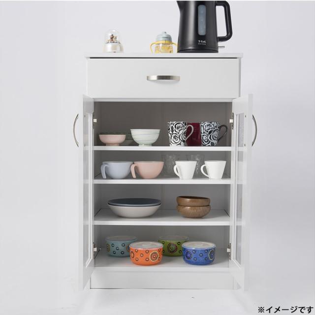 オビタス REZON590WH ロータイプ食器棚[REZON590WH] 返品種別A_4