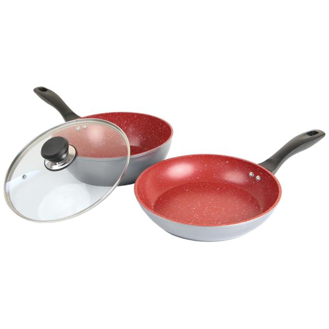 ダイレクトテレショップ 【IH対応】フライパン 3点セット　レッド フレ-バ-ストンライトサンテンセット返品種別A