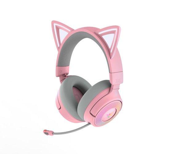 Razer RZ04-05170200-R3M1 【国内正規品】Kraken Kitty V3 Pro ゲーミング用 ワイヤレス RGB ネコミミヘッドセット (Quartz Pink Edition)[RZ0405170200R3M1] 返品種別A_1