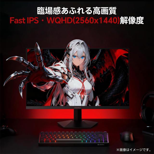 KOORUI｜クールイ G2721P ゲーミング液晶ディスプレイ(27型/Fast IPS/WQHD 2560×1440/200Hz/1ms/HDR400/HDMI2.0/DP1.4/VESA)(ブラック)[G2721P] 返品種別A_2