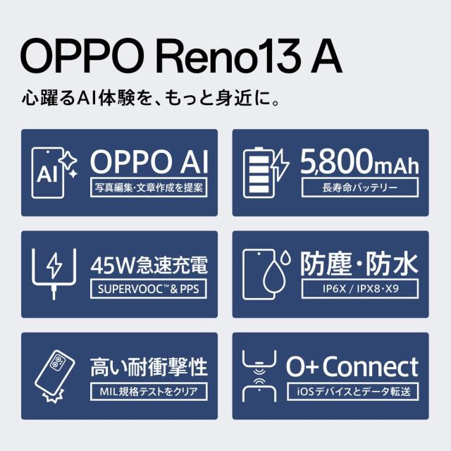 OPPO（オッポ） CPH2699IB OPPO Reno13A （8GB/128GB） - アイスブルー（SIMフリー版）[CPH2699IBRENO13A] 返品種別B_2
