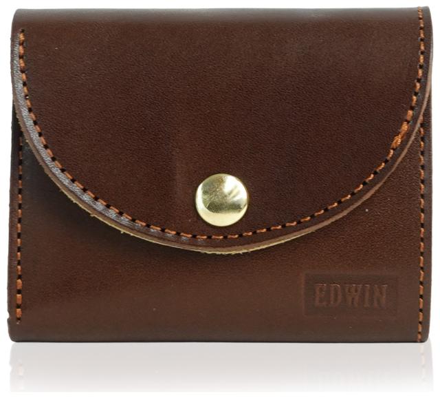 EDWIN 22269330-DBRN 栃木レザー 日本製アニリン 三つ折財布（ダークブラウン）エドウィン[22269330DBRN] 返品種別A