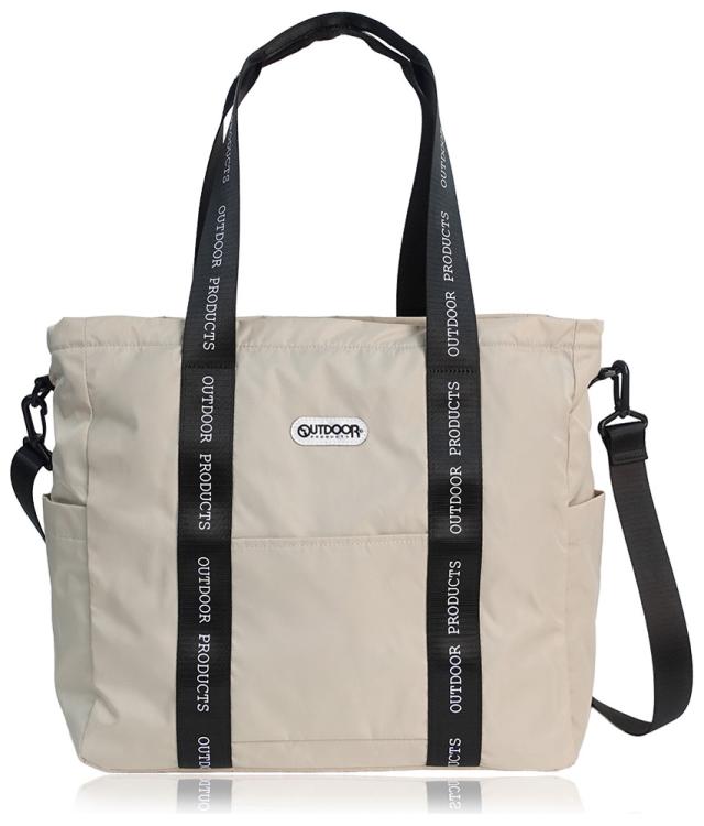 OUTDOOR PRODUCTS ラスターツイル ロゴプリント トートショルダーバッグ（ベージュ） アウトドアプロダクツ 22469152-BEI返品種別A