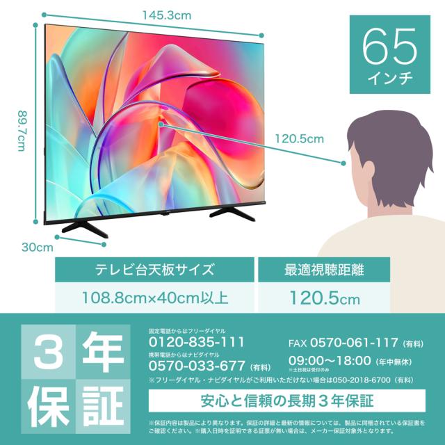 激安大特価，限定セール ハイセンス 65E6K 65型地上・BS・110度CS