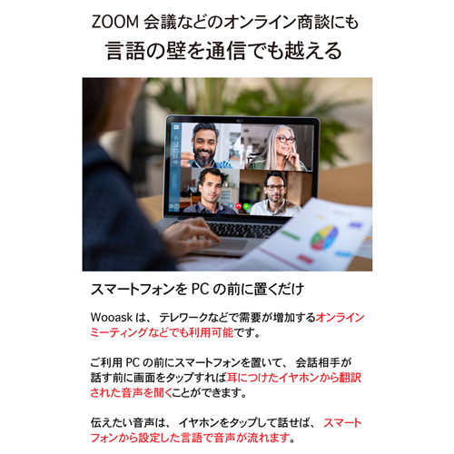 ウェザリージャパン AI翻訳機能付き　完全ワイヤレスBluetoothイヤホン　オフライン版（ホワイト） M6 PLUS(WOOASK)返品種別A_9