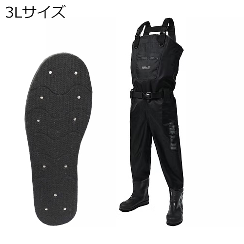 エクセル チェストハイウェダー 420D フェルトピン 3Lサイズ/27.0〜28.0cm（ブラック） OHJI OH-004P/3L/ブラツク返品種別A