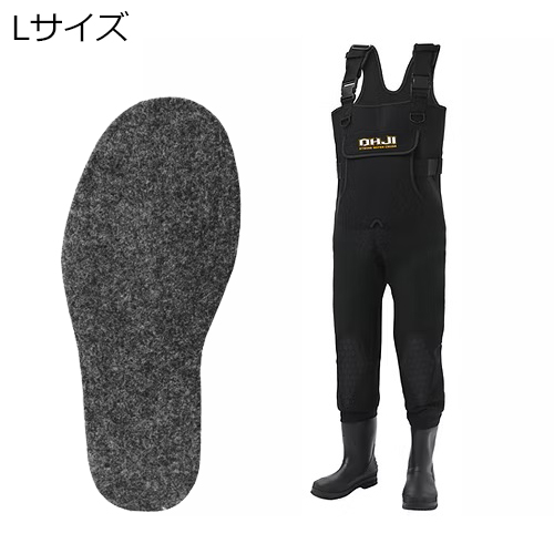 エクセル OH-006F/L/ブラツク クロロプレーンウェダー フェルト/中丸 Lサイズ/25.5〜26.0cm（ブラック）OHJI[OH006FLブラツク] 返品種別A