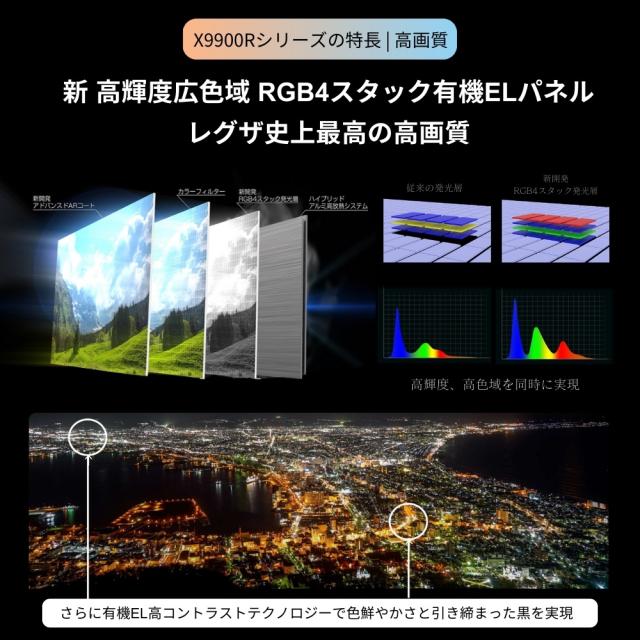 REGZA（レグザ） 65V型 有機ELテレビ［BS・CS 4Kチューナー内蔵 /タイムシフトマシン搭載］ REGZA　X9 series X9900R 65X9900R返品種別A_3