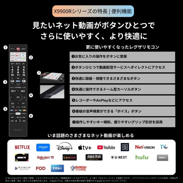 REGZA（レグザ） 65V型 有機ELテレビ［BS・CS 4Kチューナー内蔵 /タイムシフトマシン搭載］ REGZA　X9 series X9900R 65X9900R返品種別A_12