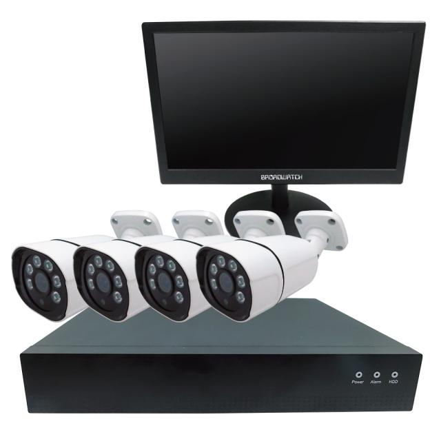 ブロードウォッチ 400万画素NVR-PoE 防犯カメラセット(カメラ4台/HDD容量：4TB) SEC-N-4M-16L-4T返品種別A