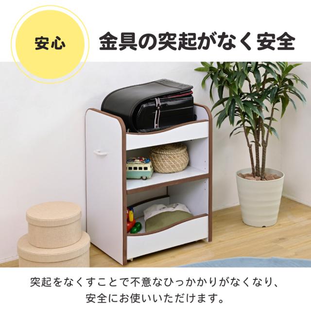 JK-PLAN(ジェイケイ・プラン) FES-0007-WHPK ランドセルラック キャスター付き収納ワゴン(ホワイト/ピンク)[FES0007WHPK] 返品種別A_12