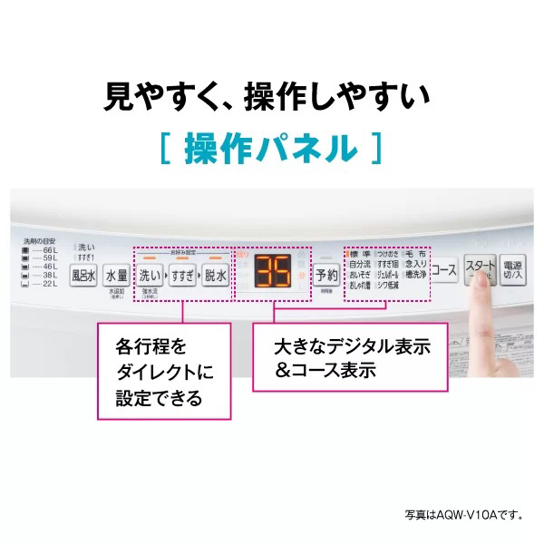 アクア AQW-V8A-W 8.0kg 全自動洗濯機　ホワイトAQUA Vシリーズ[AQWV8AW] 返品種別A