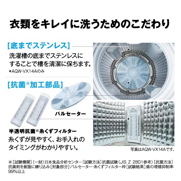 アクア AQW-VX14A-K 14.0kg 全自動洗濯機　シルキーブラックAQUA Prette plus プレッテ プラス[AQWVX14AK] 返品種別A