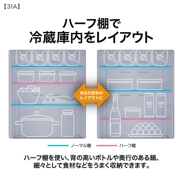 アクア AQR-31A-W 309L 3ドア冷蔵庫（ライトグレー）【右開き】AQUA[AQR31AW] 返品種別A_7
