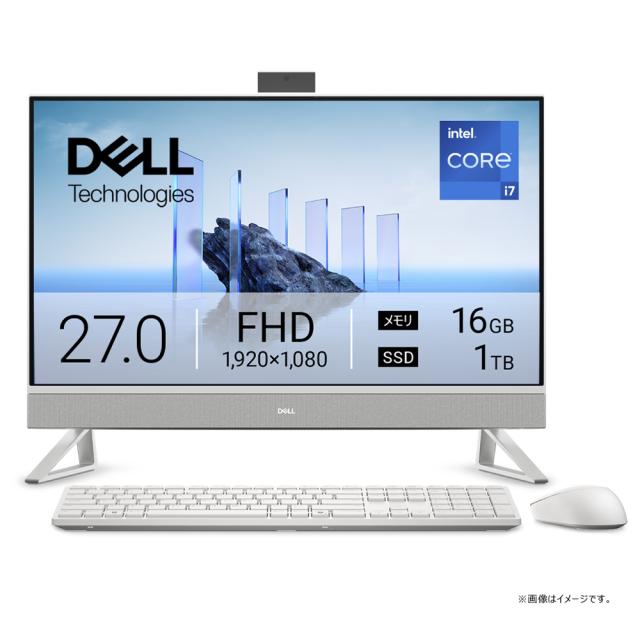 DELL｜デル AD69-FNNJ 27型 オールインワンデスクトップパソコン Dell 27 AIO EC27250（Core i7/ メモリ 16GB/ 1TB SSD）-　パールホワイト[AD69FNNJ] 返品種別A