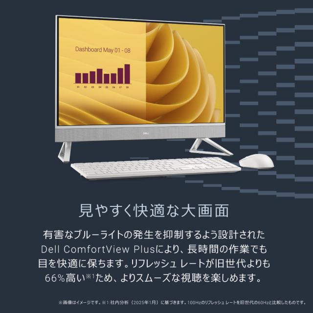 DELL｜デル AD69-FNNJ 27型 オールインワンデスクトップパソコン Dell 27 AIO EC27250（Core i7/ メモリ 16GB/ 1TB SSD）-　パールホワイト[AD69FNNJ] 返品種別A