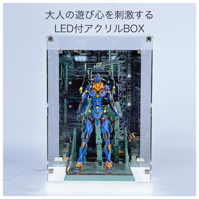 JK-PLAN(ジェイケイ・プラン) ディスプレイケース LEDベース付 背面プリント (格納庫・ドック) JPS-0004-BK返品種別A_1