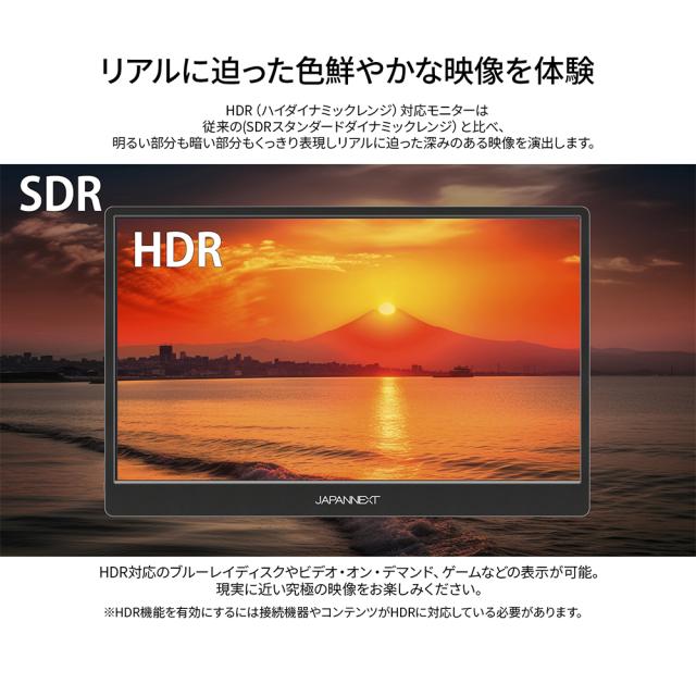 JAPANNEXT｜ジャパンネクスト JN-MD-IPS14FHDR-T モバイル液晶ディスプレイ(14型/IPS/FullHD 1920×1080/60Hz/25ms)(ブラック)[JNMDIPS14FHDRT] 返品種別A_4