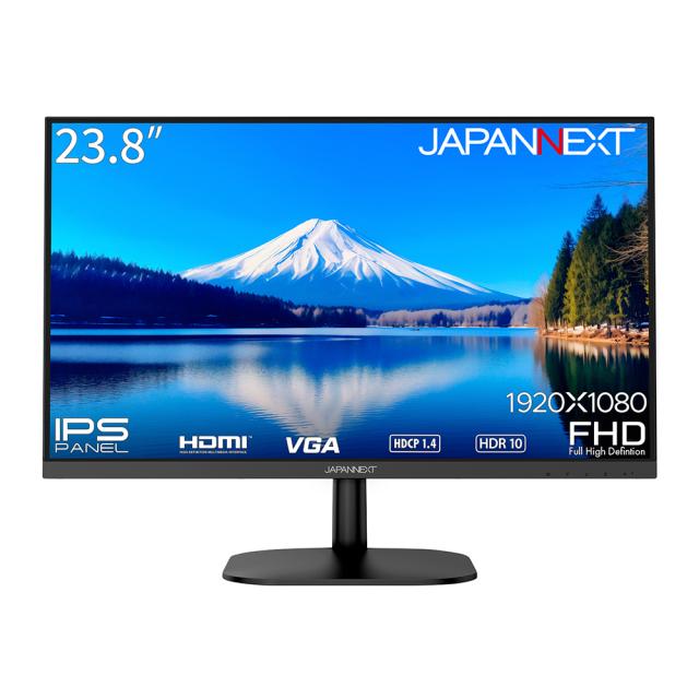 JAPANNEXT｜ジャパンネクスト JN-IPS2382FHDR 液晶ディスプレイ(23.8型/IPS/FullHD 1920×1080/75Hz/14ms/HDR10/HDMI1.4/D-Sub/VESA)(ブラック)[JNIPS2382FHDR] 返品種別A