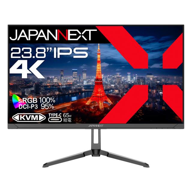 JAPANNEXT｜ジャパンネクスト JN-IPS2380UHDR-C65W 液晶ディスプレイ(23.8型/IPS(ADS)/4K 3840×2160/60Hz/8ms/HDR10/HDMI2.0/DP1.4/USB TYPE-C/VESA/PIP・PBP対応/2年保証)(ブラック)[JNIPS2380UHDRC65W] 返品種別A