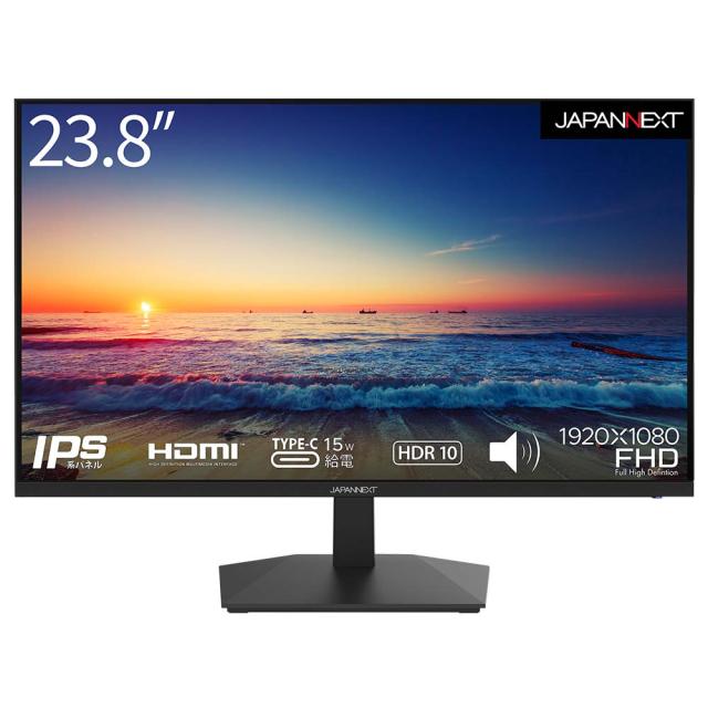 JAPANNEXT｜ジャパンネクスト JN-IPS238FHDR-C 液晶ディスプレイ(23.8型/IPS/FullHD 1920×1080/75Hz/5ms/HDR10/HDMI1.4/USB Type-C/VESA)(ブラック)[JNIPS238FHDRC] 返品種別A