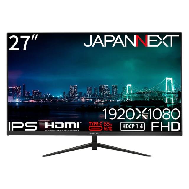 JAPANNEXT｜ジャパンネクスト JN-IPS27FHD-C65W 液晶ディスプレイ(27型/IPS/FullHD 1920×1080/75Hz/14ms)(ブラック)[JNIPS27FHDC65W] 返品種別A